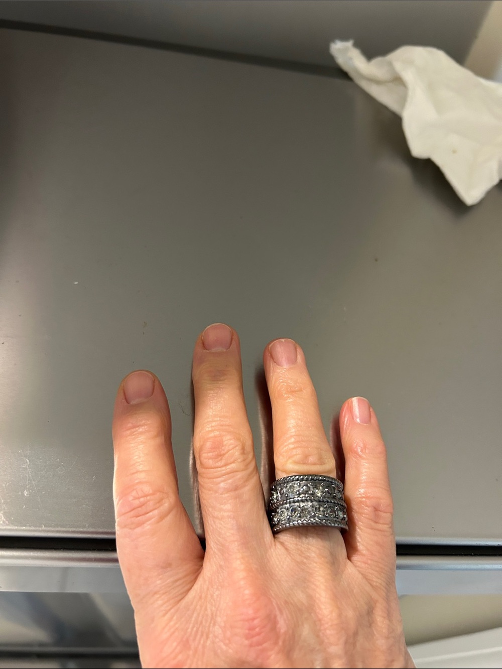 Sterling Silver Multi-Band Pavé Ring in Gunmetal Gray